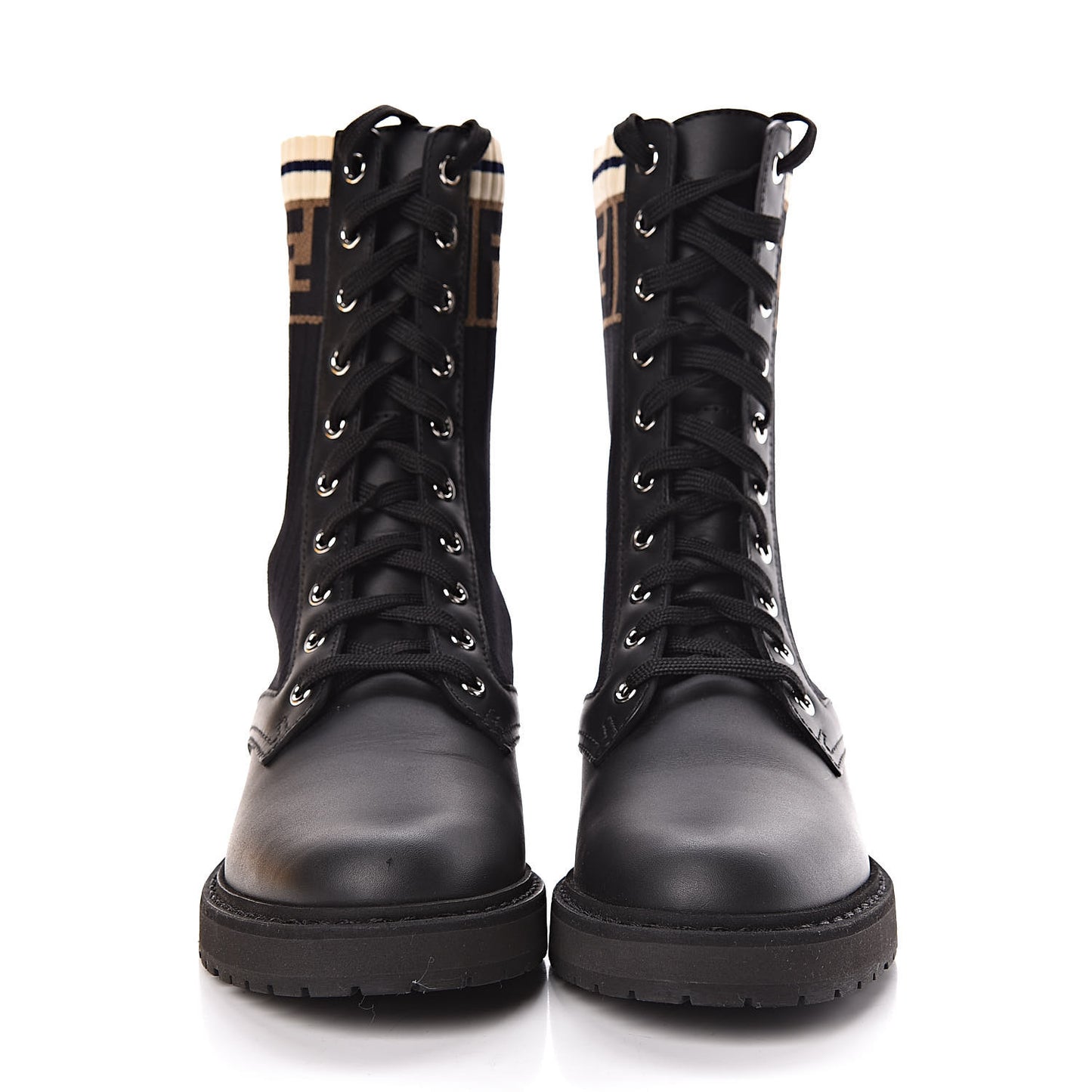 Calfskin Stretch Fabric Rockoko Biker Boots 36 Tobacco Black Marino