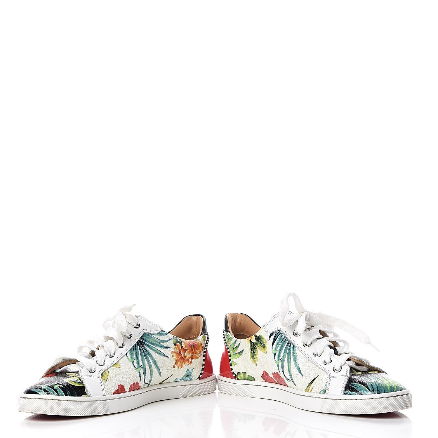 Christian Louboutin Crackled Calfskin Patent Hawaii Print Womens Seava Sneakers 38 Multi 5 of 17