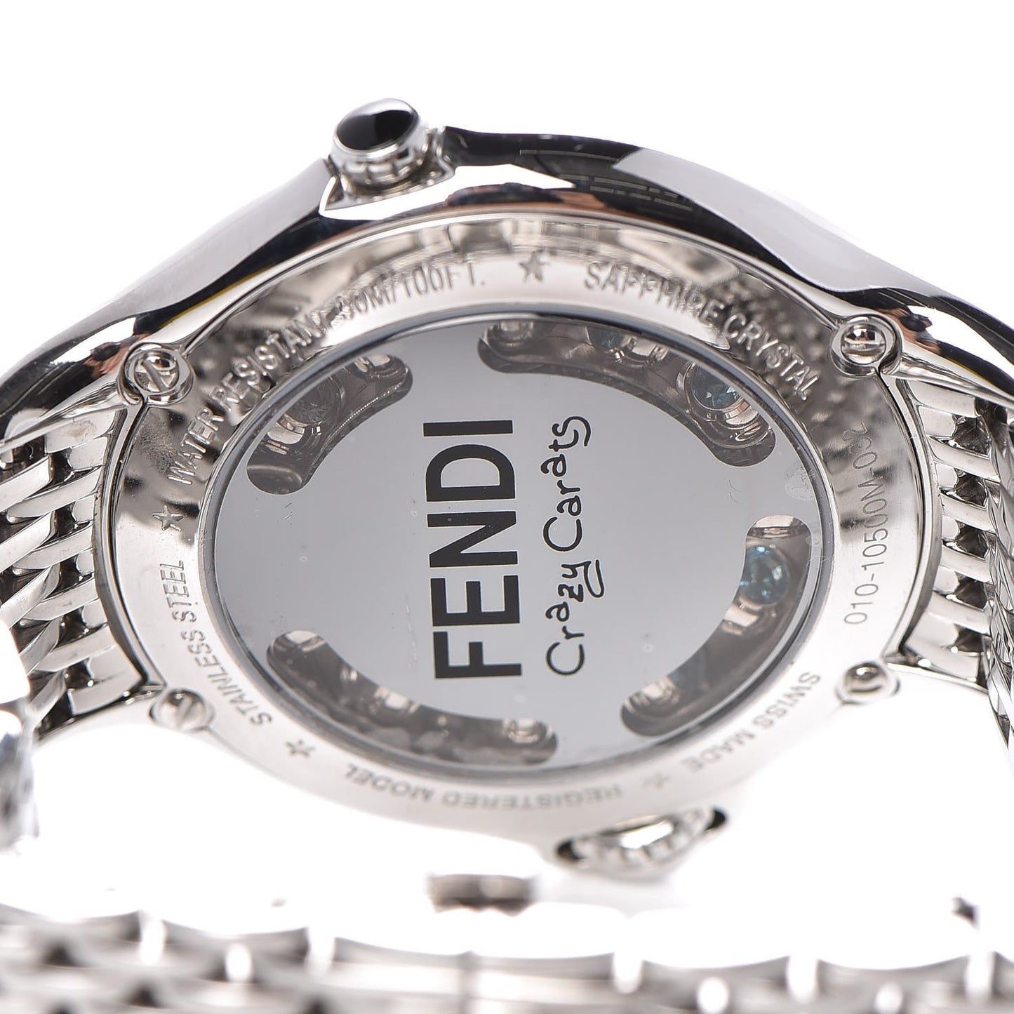 Stainless Steel Diamond Topaz 38mm Crazy Carats Rotating Gem Quartz Watch Black