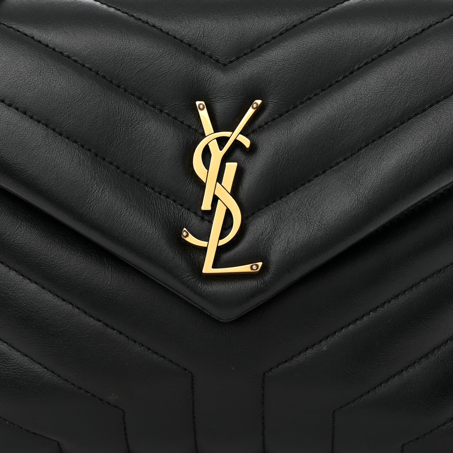 Calfskin Y Quilted Monogram Small Loulou Chain Satchel Black