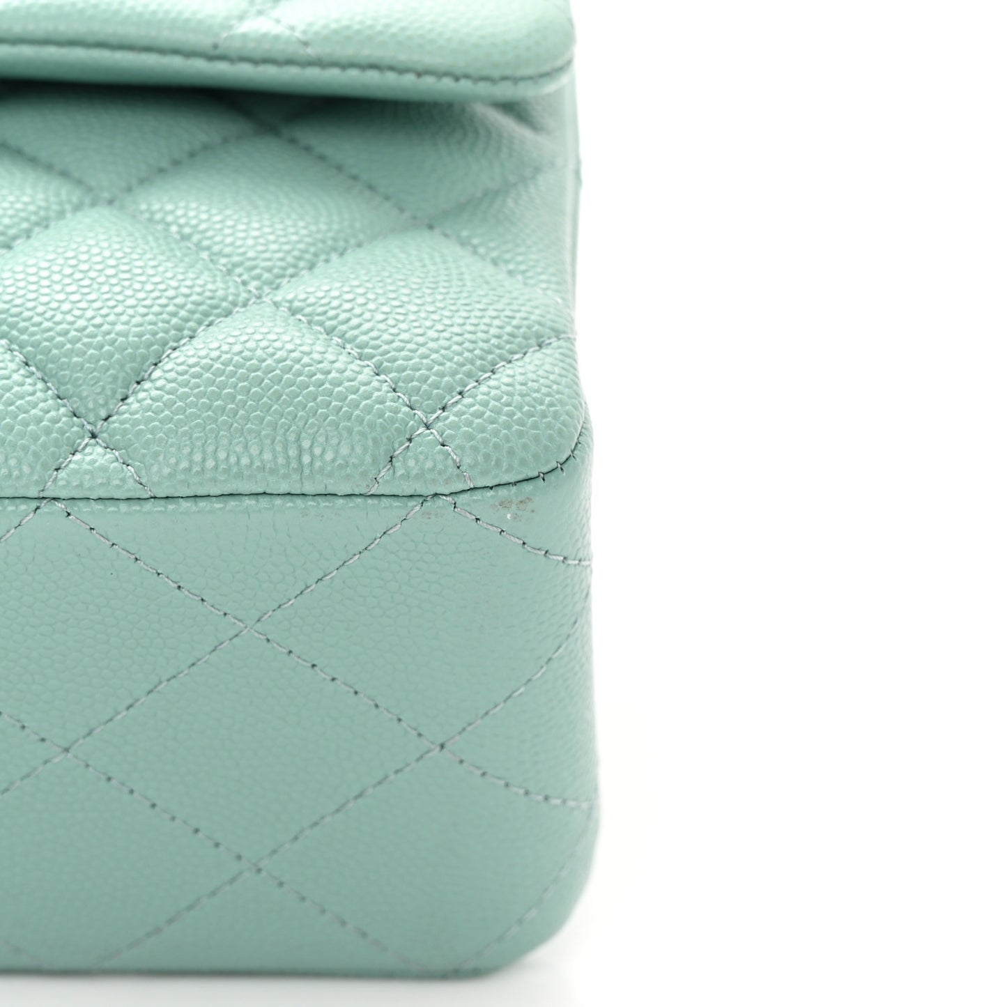 Caviar Quilted Medium Double Flap Light Blue
