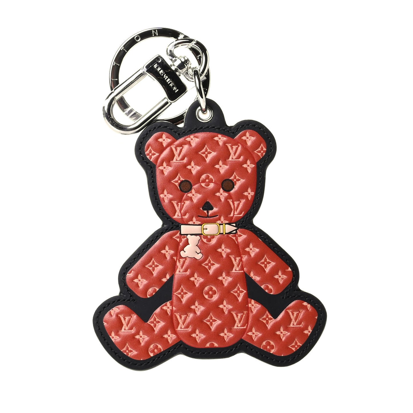 Monogram Teddy Bear Bag Charm Key Holder Brown