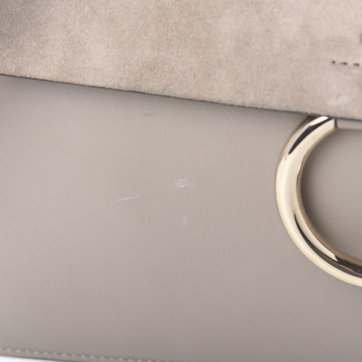 Chloe Calfskin Suede Medium Faye Shoulder Bag Motty Grey 11 of 12