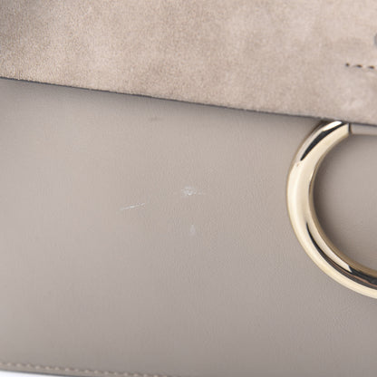 Chloe Calfskin Suede Medium Faye Shoulder Bag Motty Grey 11 of 12