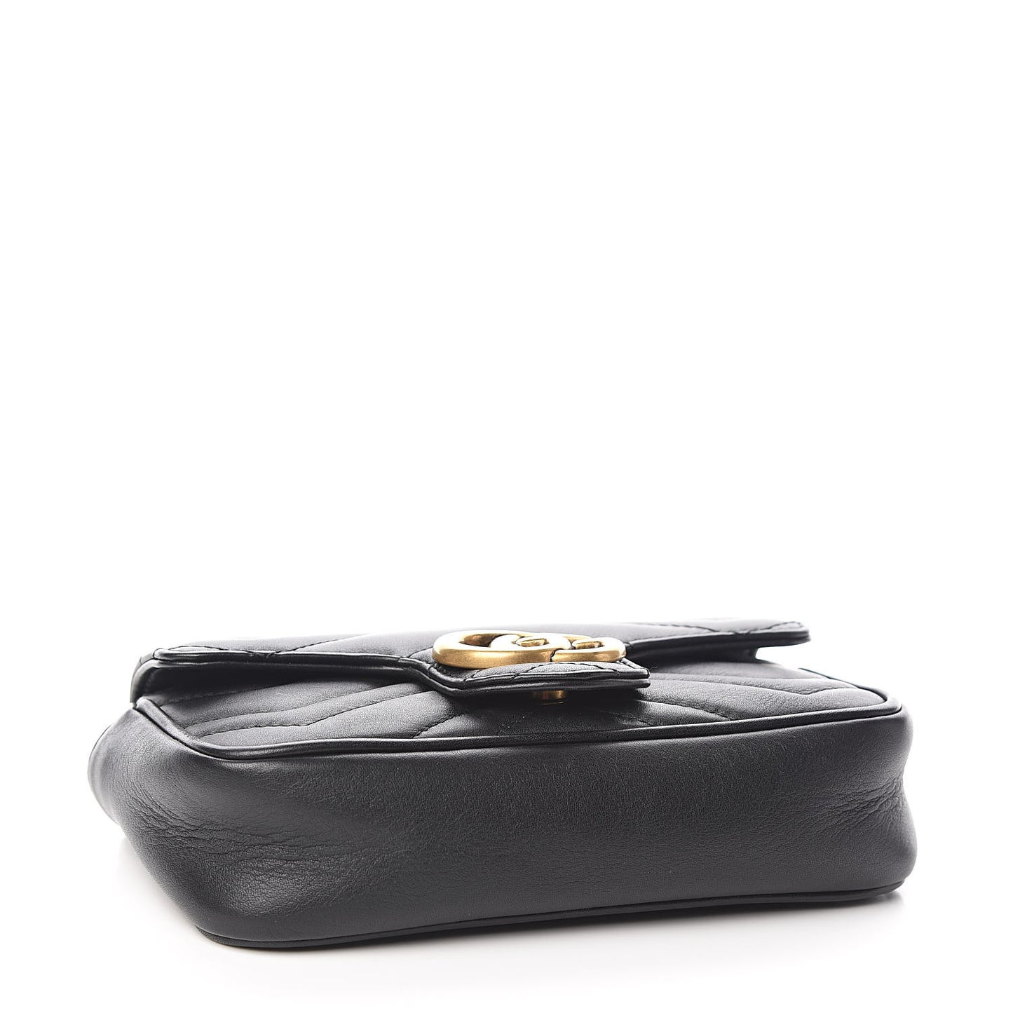 Calfskin Matelasse Super Mini GG Marmont Shoulder Bag Black