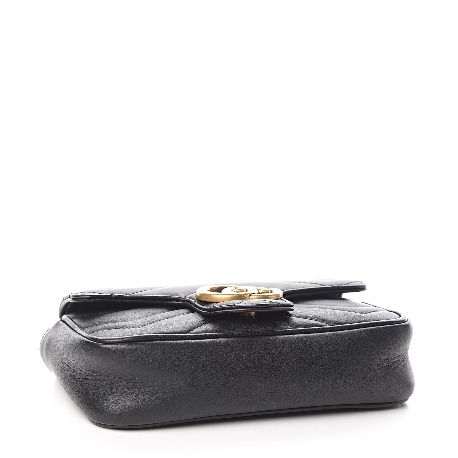 Gucci Calfskin Matelasse Super Mini GG Marmont Shoulder Bag Black 4 of 10
