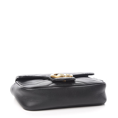Gucci Calfskin Matelasse Super Mini GG Marmont Shoulder Bag Black 4 of 10
