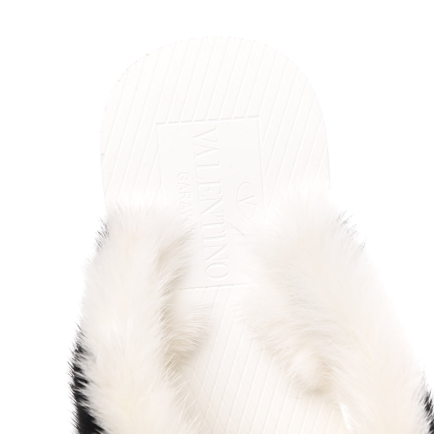 Valentino Garavani Mink Fur Thong Sandals 35 White Black 6 of 8