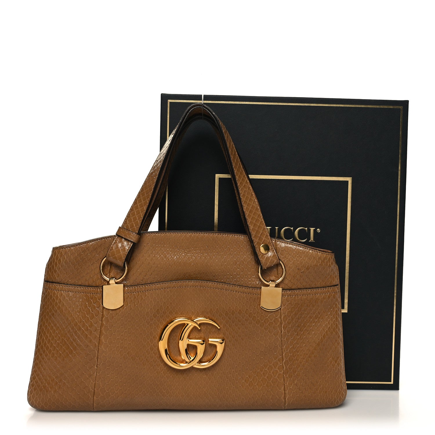 Gucci Snakeskin Large Arli Top Handle Bag Taupe 12 of 12