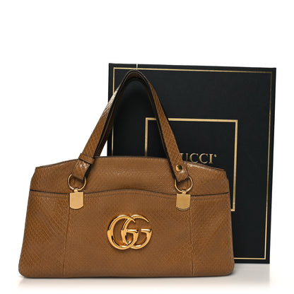 Gucci Snakeskin Large Arli Top Handle Bag Taupe 12 of 12