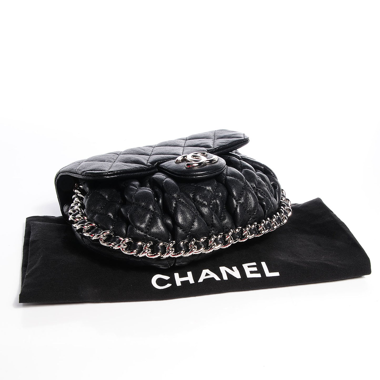 Washed Lambskin Mini Chain Around Messenger Black