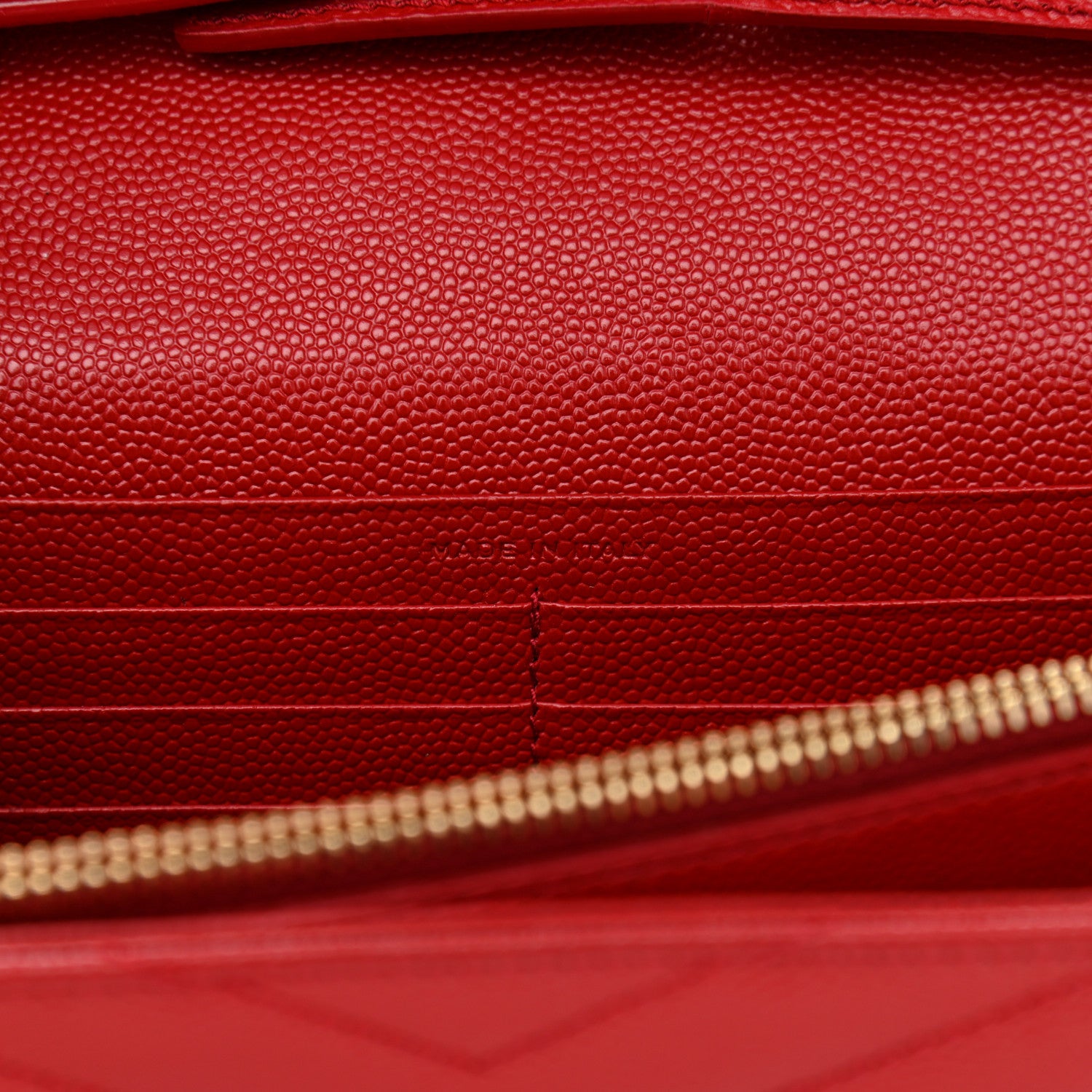 Saint Laurent Grain De Poudre Matelasse Chevron Monogram Chain Wallet Red 7 of 13