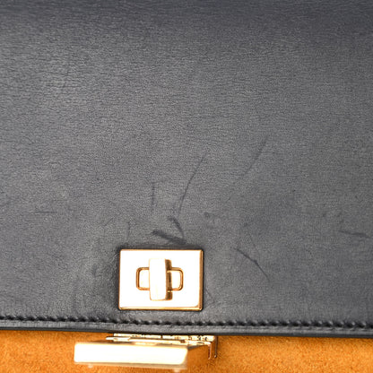 Celine Calfskin Suede Bi-Color Small Case Flap Navy Blue Yellow 14 of 18
