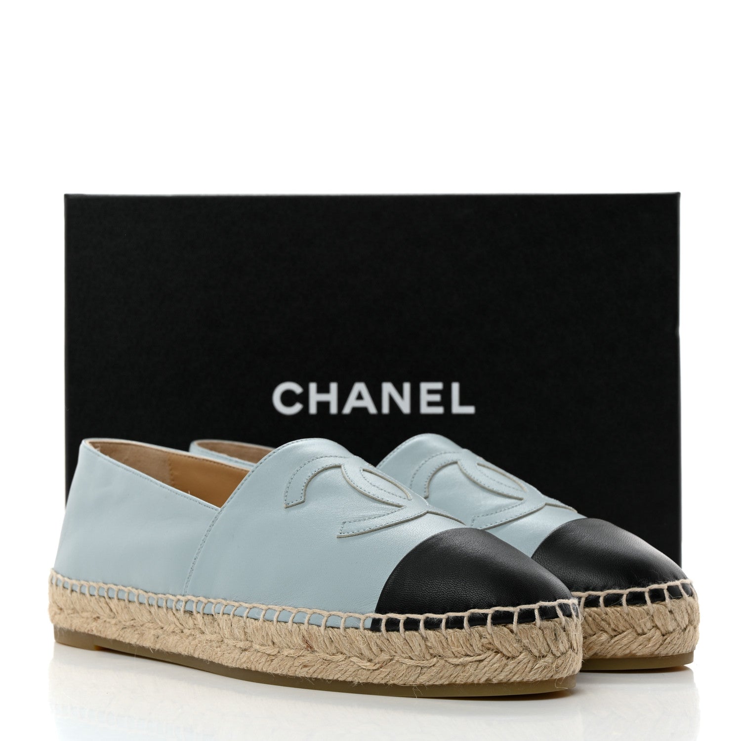 Chanel Lambskin CC Espadrilles 41 Light Blue Black 9 of 9