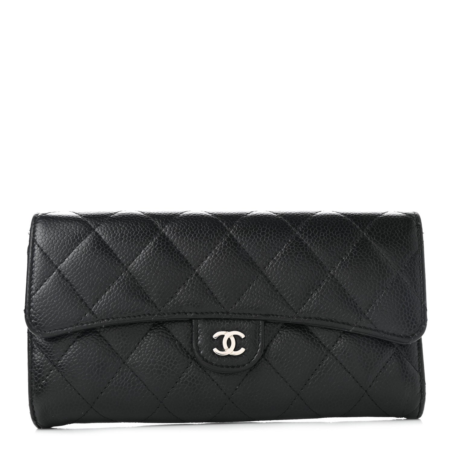 Chanel Caviar Quilted Large Gusset Flap Wallet Black 1 of 9