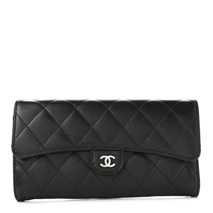 Chanel Caviar Quilted Large Gusset Flap Wallet Black 1 of 9