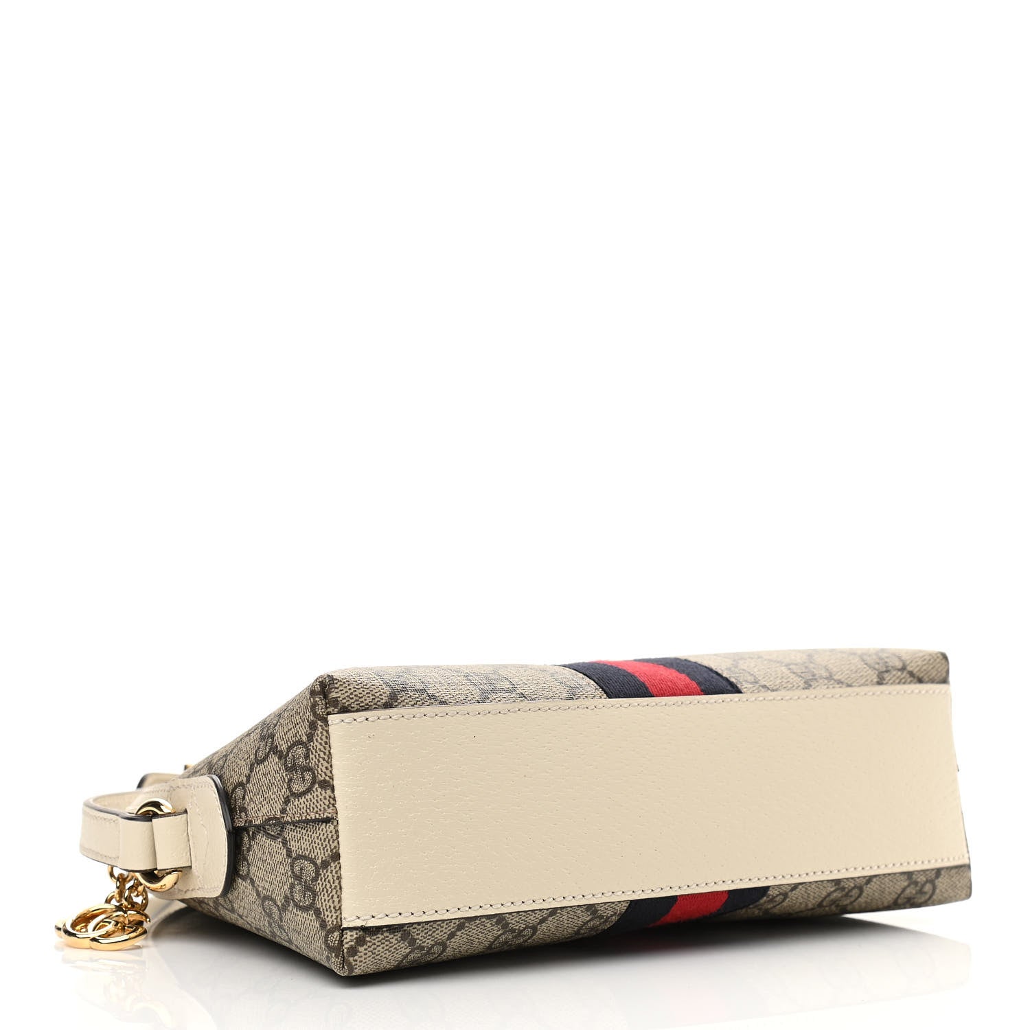 Gucci GG Supreme Monogram Textured Dollar Calfskin Web Small Ophidia Dome Shoulder Bag Beige Ebony Mystic White 4 of 11