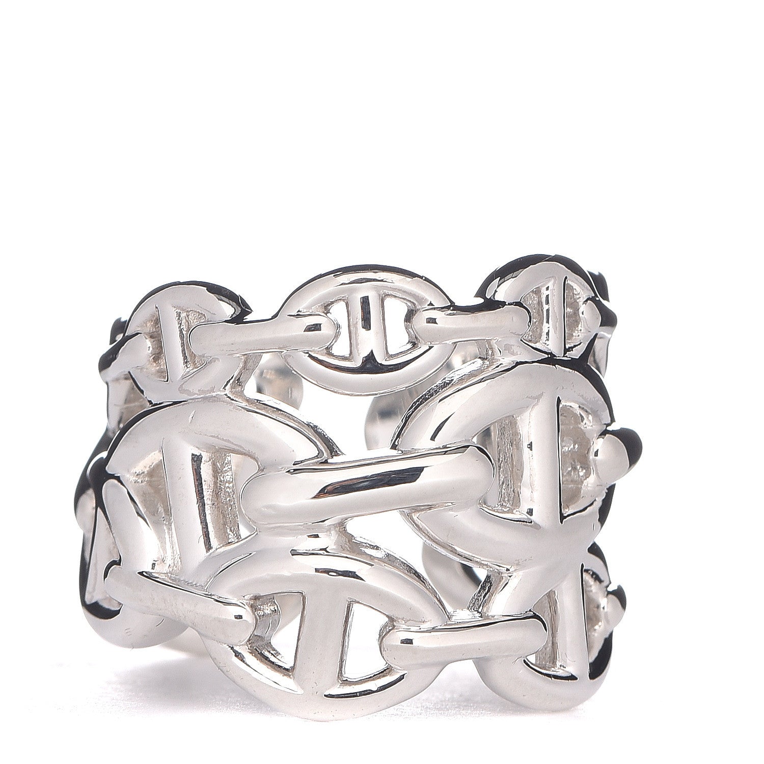 Hermes Sterling Silver GM Chaine d'Ancre Enchainee Band Ring 54 6.75 1 of 5
