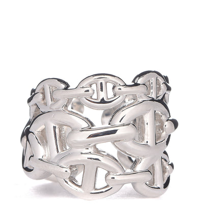 Hermes Sterling Silver GM Chaine d'Ancre Enchainee Band Ring 54 6.75 1 of 5
