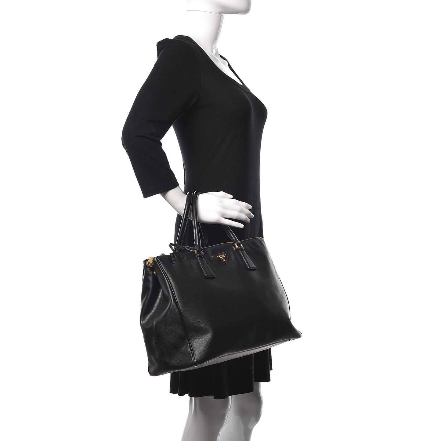 Saffiano Large Galleria Double Zip Tote Black