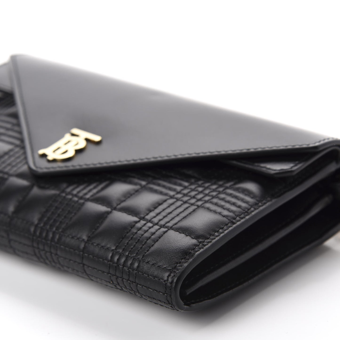 Lambskin Quilted Wallet With Detachable Strap Black
