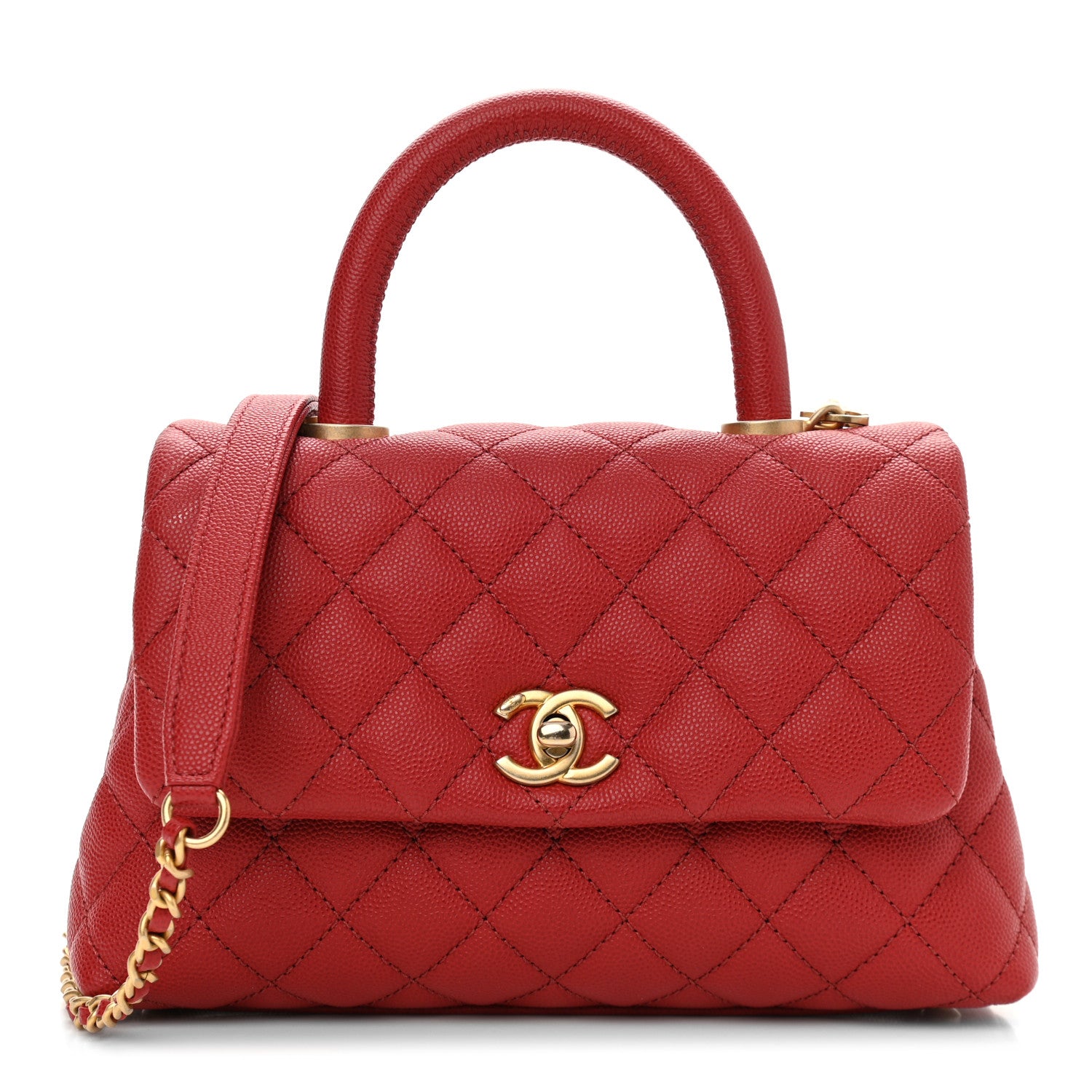 Chanel Caviar Quilted Mini Coco Handle Flap Red 1 of 10