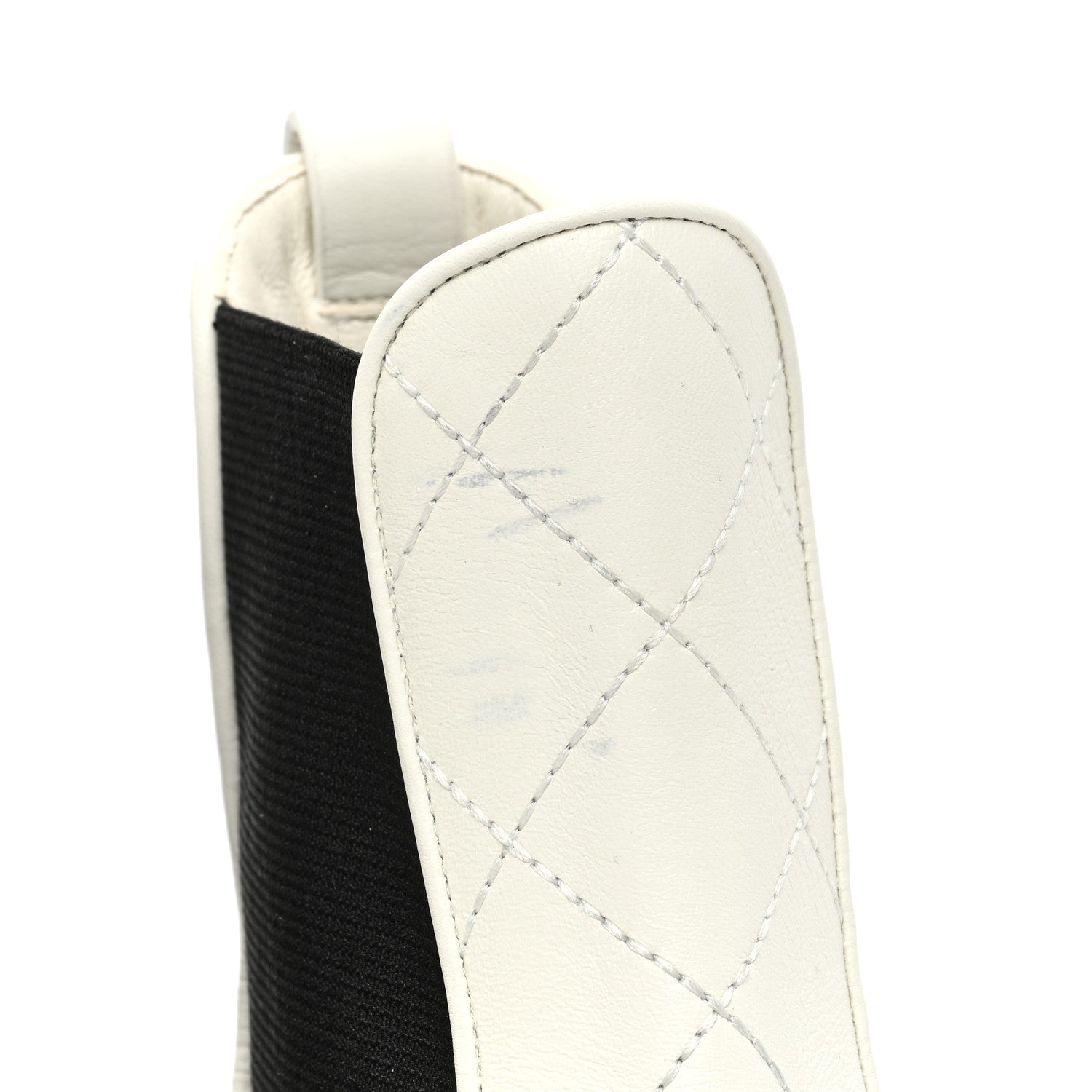 Chanel Calfskin Patent Cap Toe Quilted Short Boots 36 White Black 9 of 9