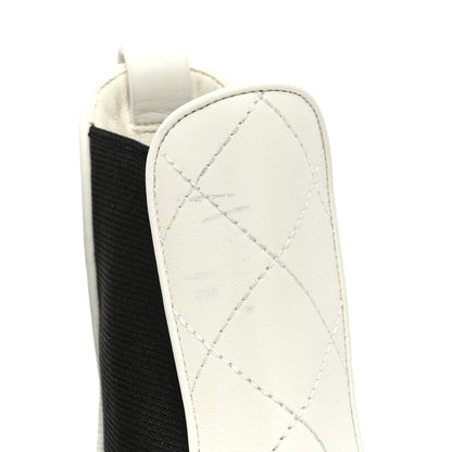 Chanel Calfskin Patent Cap Toe Quilted Short Boots 36 White Black 9 of 9