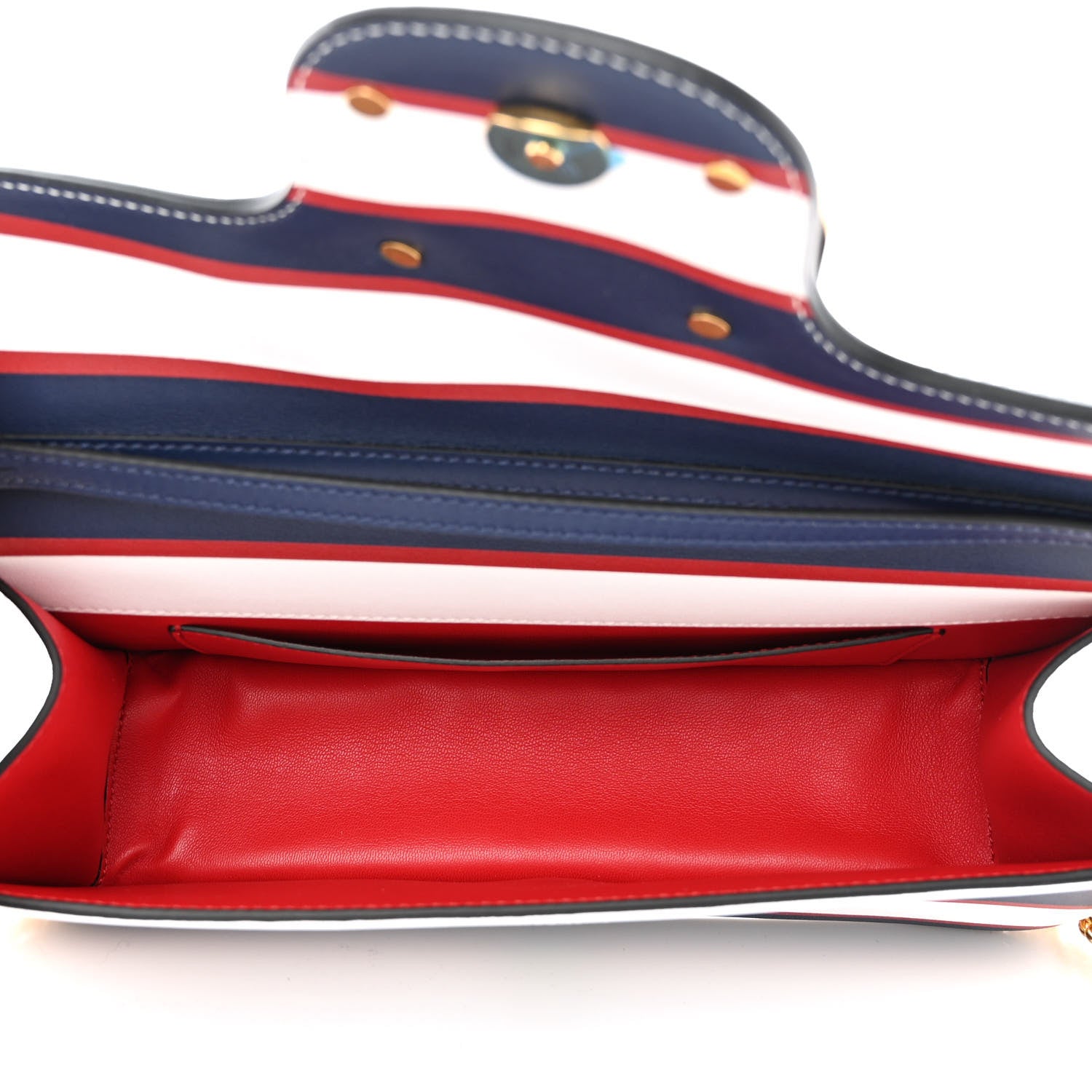 Valentino Garavani Calfskin Striped Vlogo Loco Shoulder Bag White Rouge Pur Worker 5 of 10