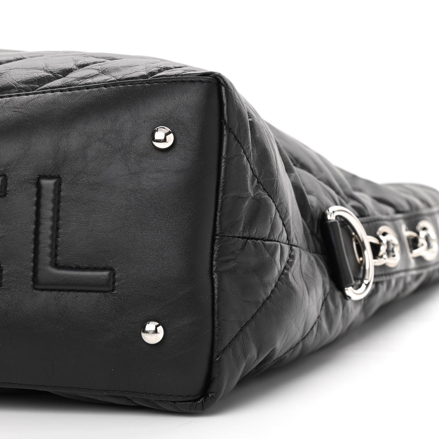 Aged Calfskin Chevron Small Big Bang Hobo Black