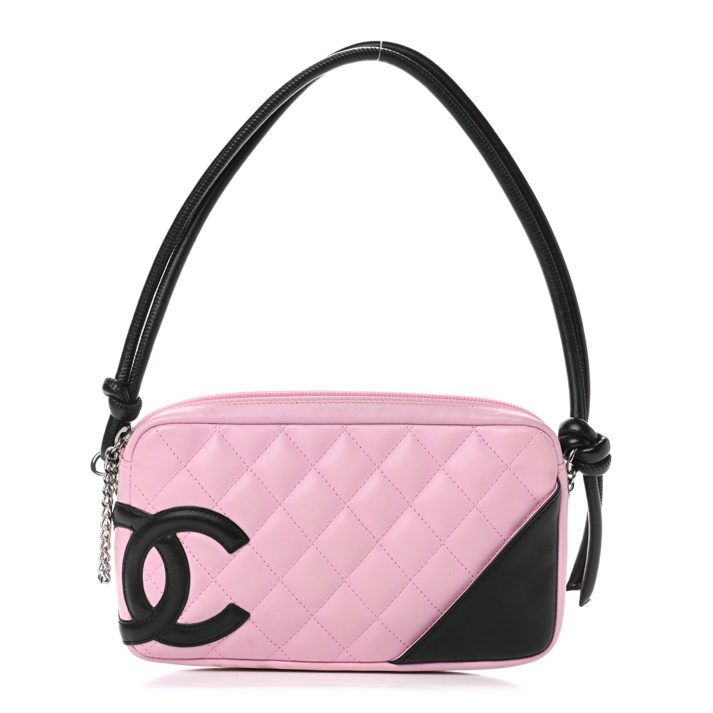 Calfskin Quilted Cambon Pochette Pink Black