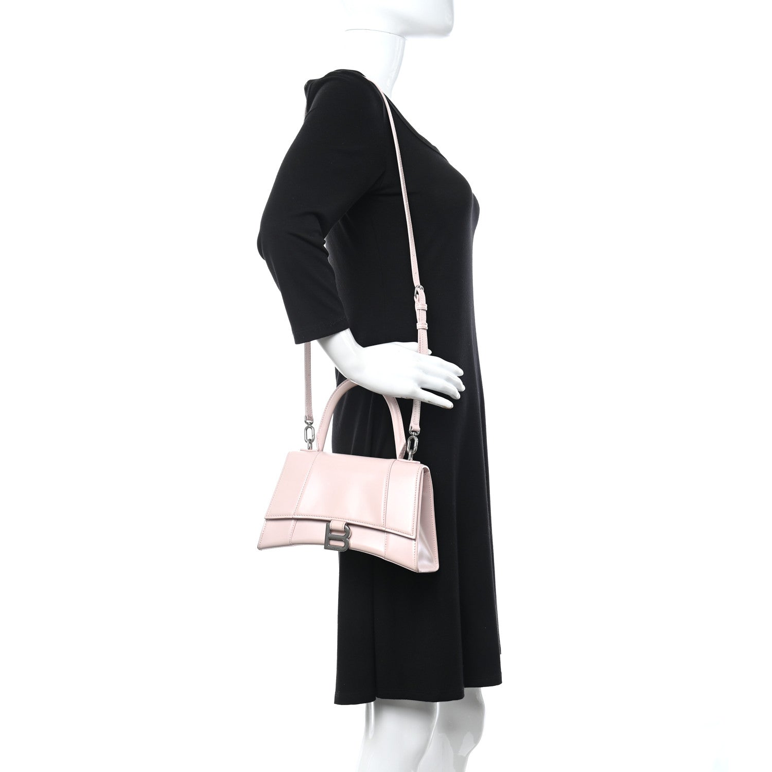 Balenciaga Shiny Box Calfskin Small Hourglass Top Handle Bag Light Rose 2 of 19