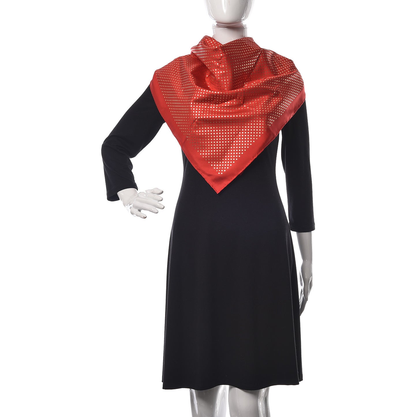 X SEGA Silk GUCCY Stars Print Square Scarf Flame Red Gold