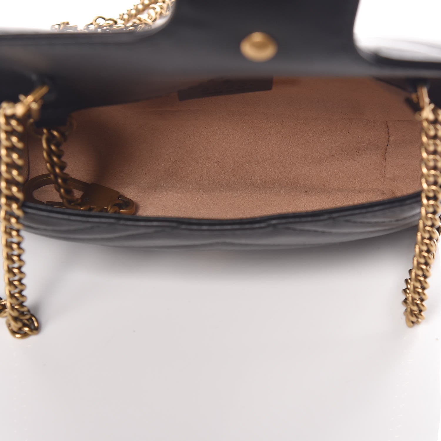 Gucci Calfskin Matelasse Super Mini GG Marmont Shoulder Bag Black 5 of 10