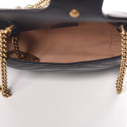 Gucci Calfskin Matelasse Super Mini GG Marmont Shoulder Bag Black 5 of 10