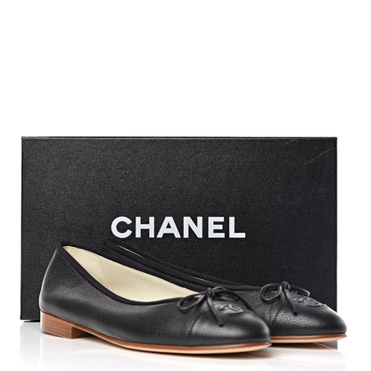 Chanel Caviar Cap Toe Ballerina Flats 38 Black 9 of 9