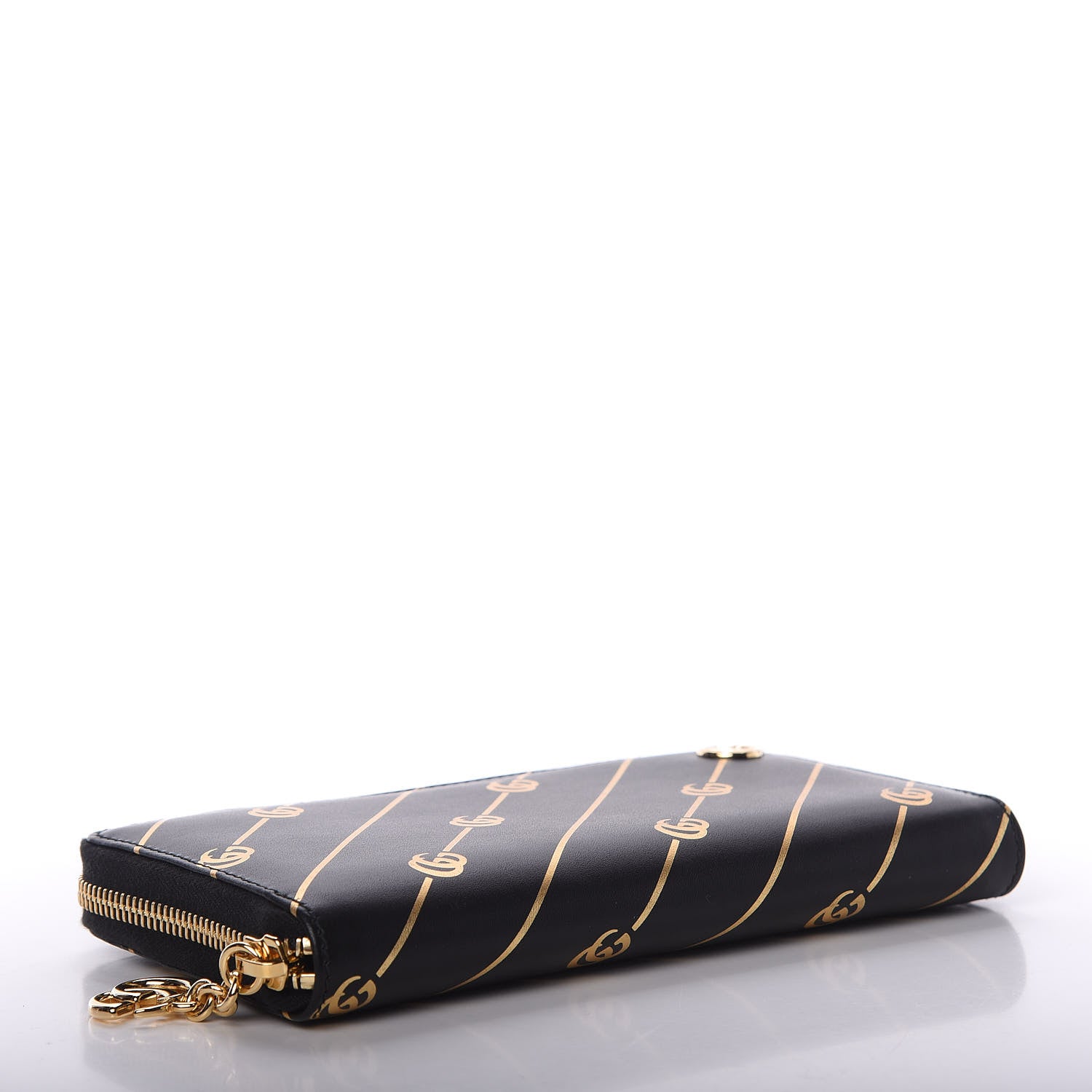 Gucci Moon Calfskin Diagonal GG Zip Around Wallet Black Gold 4 of 8