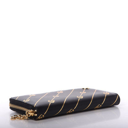 Gucci Moon Calfskin Diagonal GG Zip Around Wallet Black Gold 4 of 8