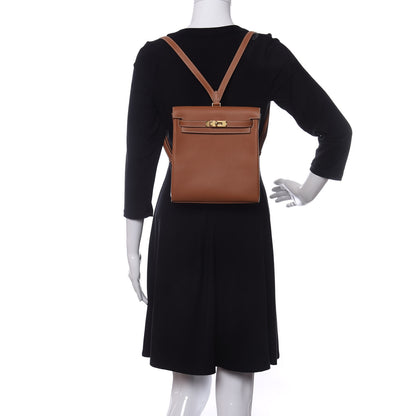 Hermes Evercolor Kelly Ado Backpack Gold 2 of 11