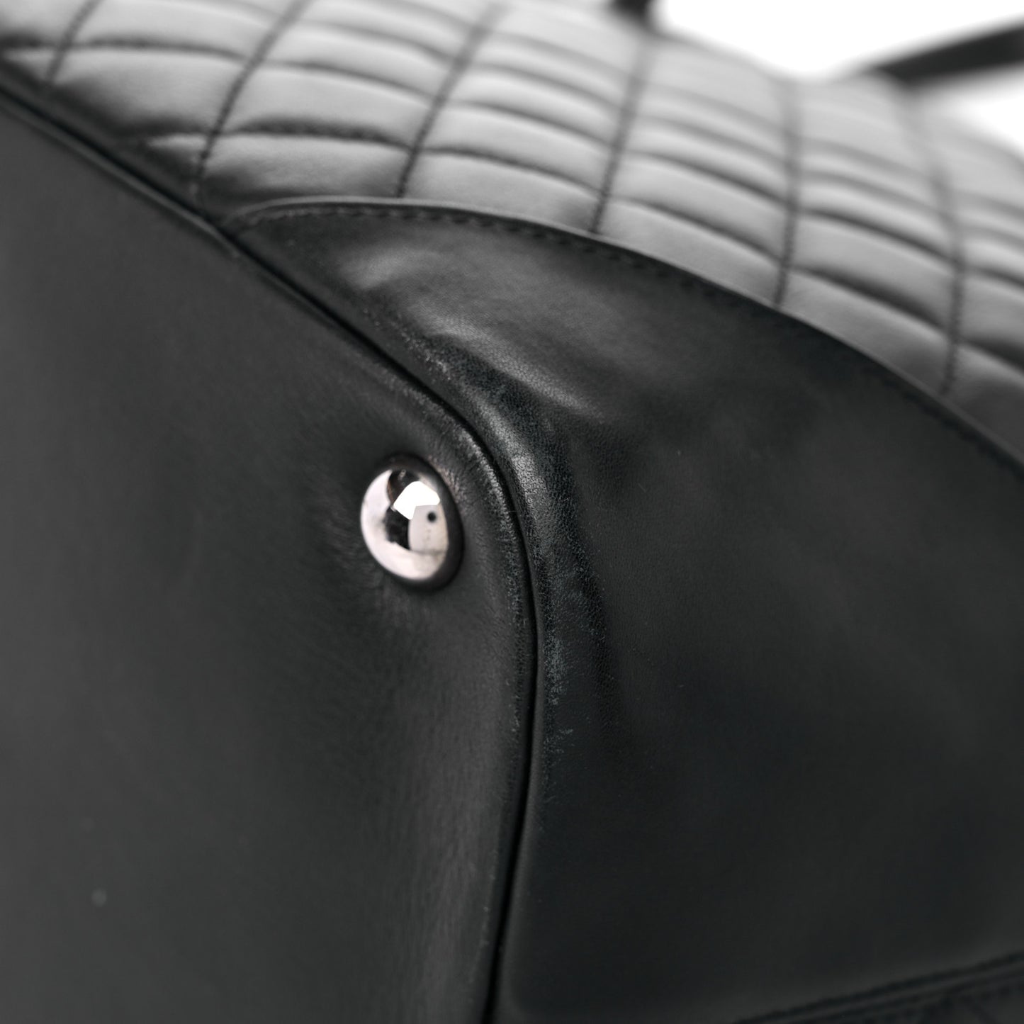 Calfskin Quilted Large Cambon Tote Black