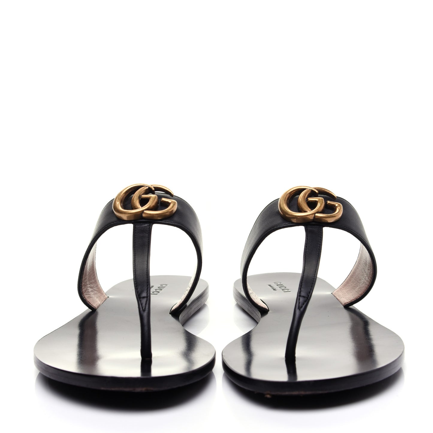 Calfskin GG Marmont Thong Sandals 40 Black