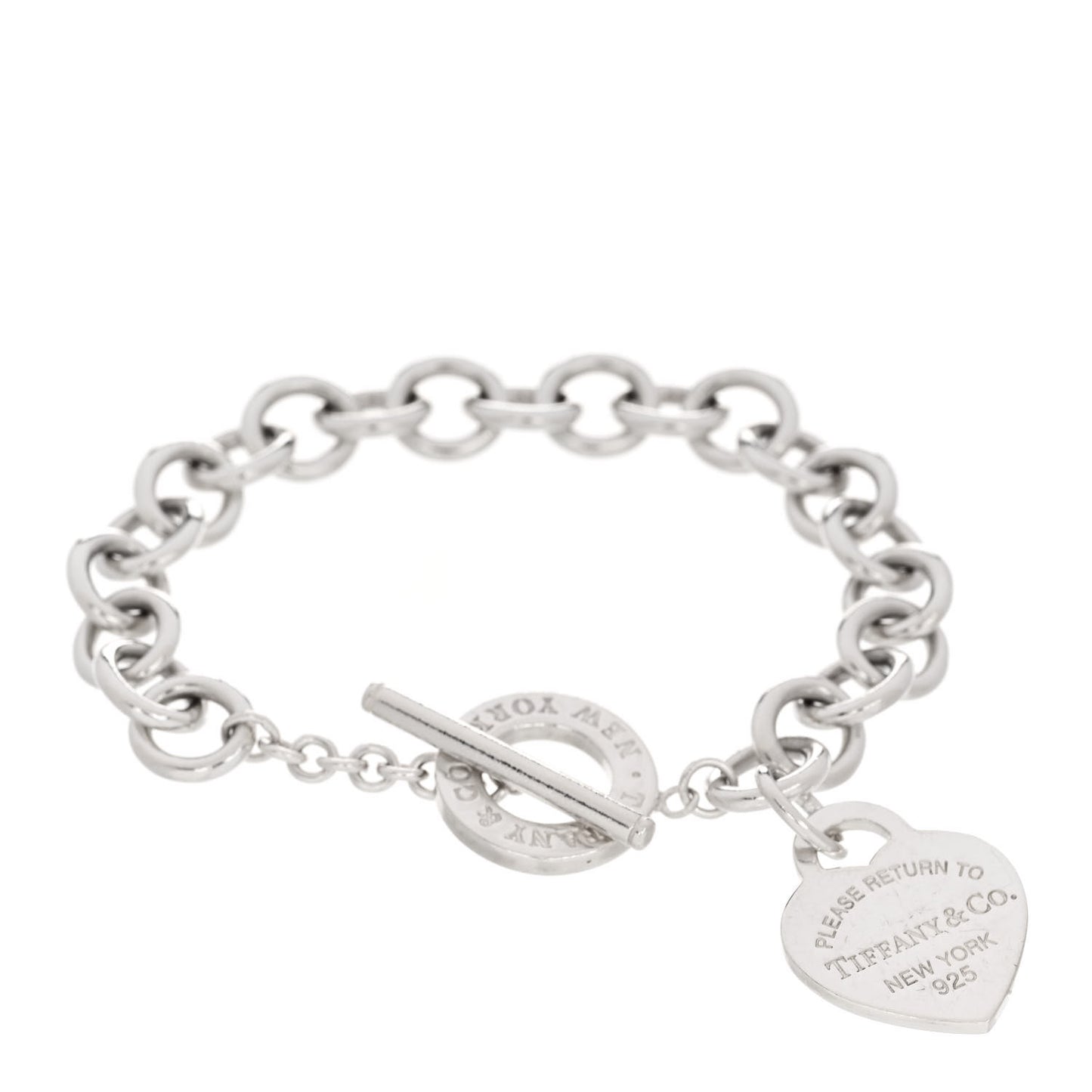 Sterling Silver Heart Tag Toggle Bracelet