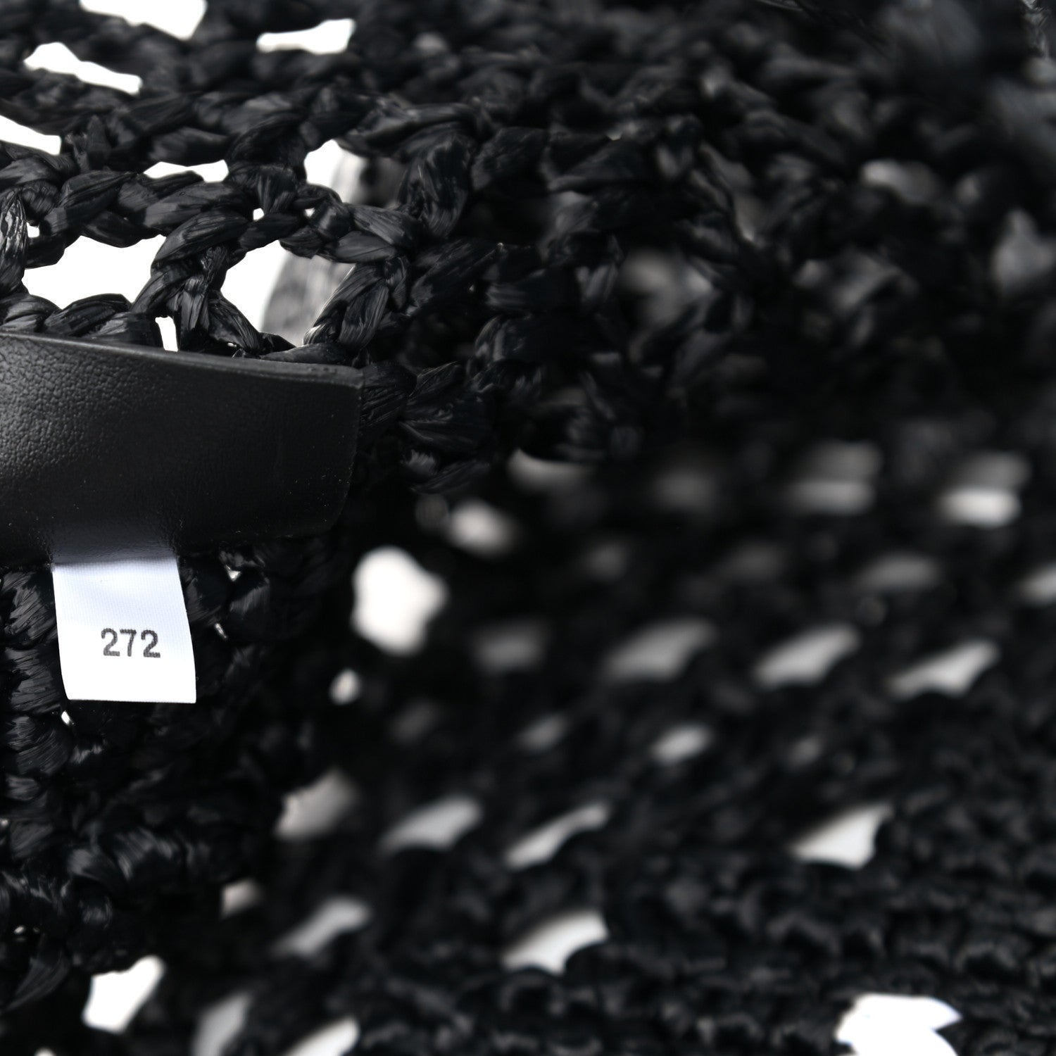 Prada Yarn Raffia Effect Crochet Logo Embroidered Tote Bag Black 6 of 9