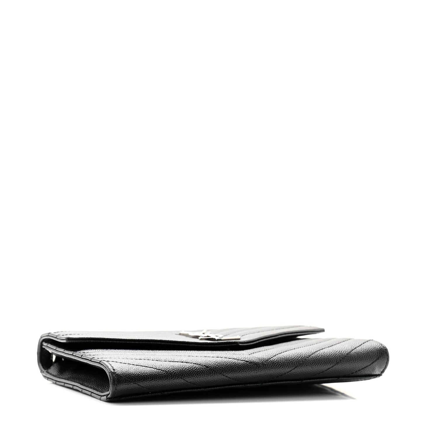 Grain De Poudre Matelasse Chevron Monogram Envelope Clutch Black
