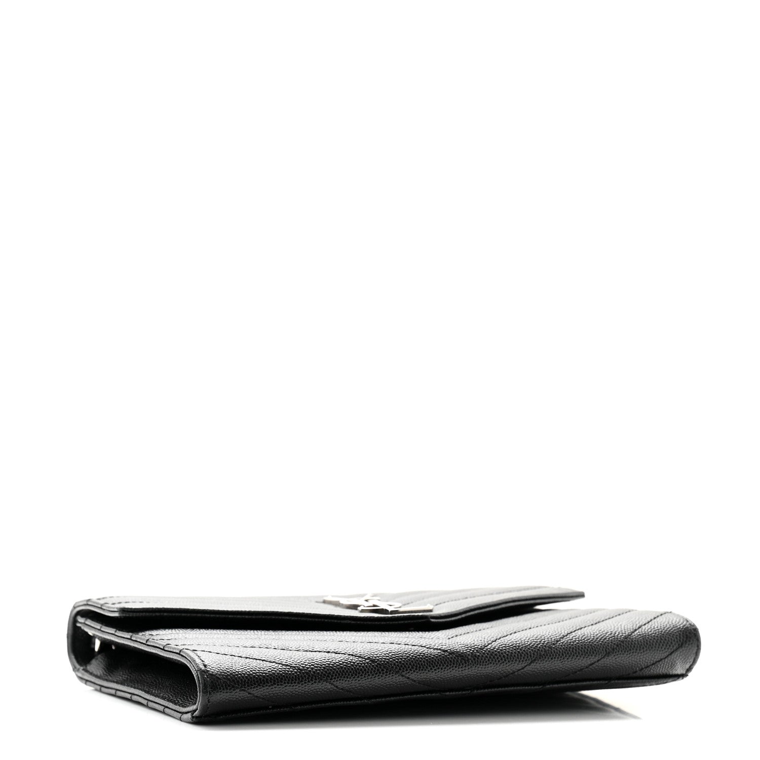 Saint Laurent Grain De Poudre Matelasse Chevron Monogram Envelope Clutch Black 4 of 8