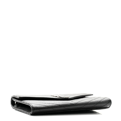 Saint Laurent Grain De Poudre Matelasse Chevron Monogram Envelope Clutch Black 4 of 8
