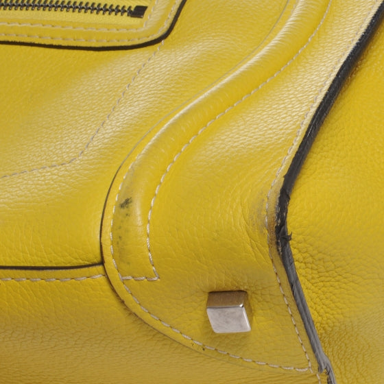 Celine Drummed Calfskin Mini Luggage Citron 6 of 10