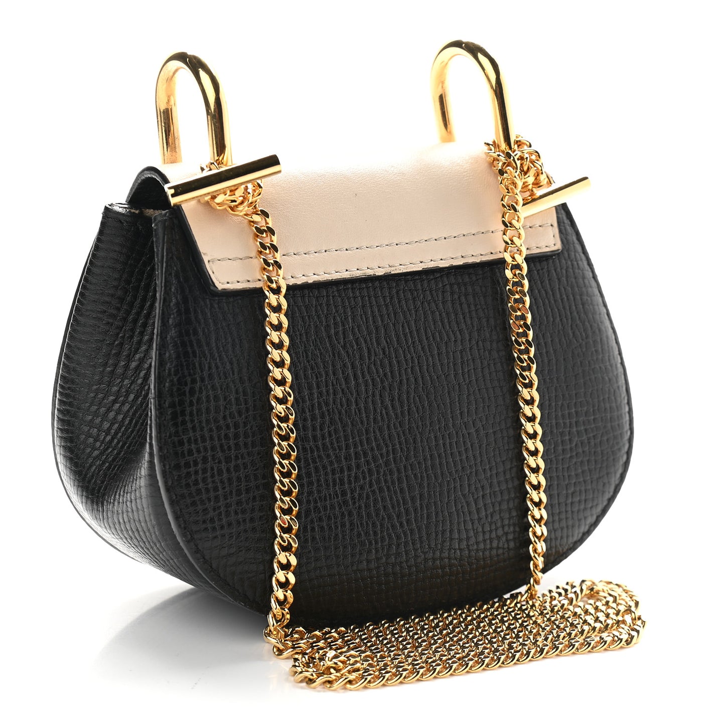 Textured Calfskin Lambskin Nano Drew Shoulder Bag Black
