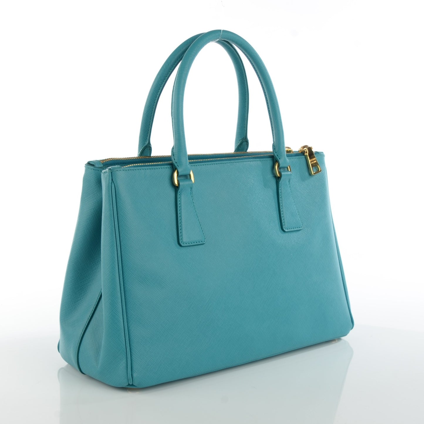 Saffiano Galleria Small Double Zip Tote Turchese