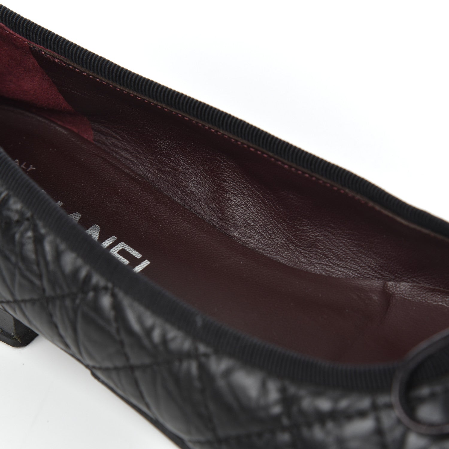 Chanel Aged Calfskin Quilted CC Cap Toe Ballerina Flats 36 Black 8 of 23
